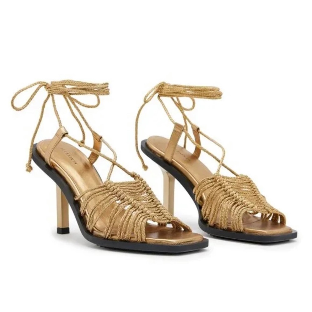 Allsaints Dina Heeled Sandal Gold Size 7.5